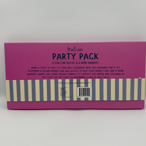 Italian Party Pack 6 Slim Can Sleeves & 6 Drink Markers Girls Night - Picture 2 of 2
